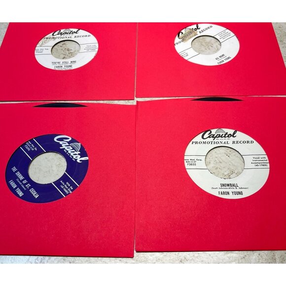 Faron Young 45 Record Lot of 6 Country Great Chicago Fire Snowball Hello Walls - Picture 4 of 7